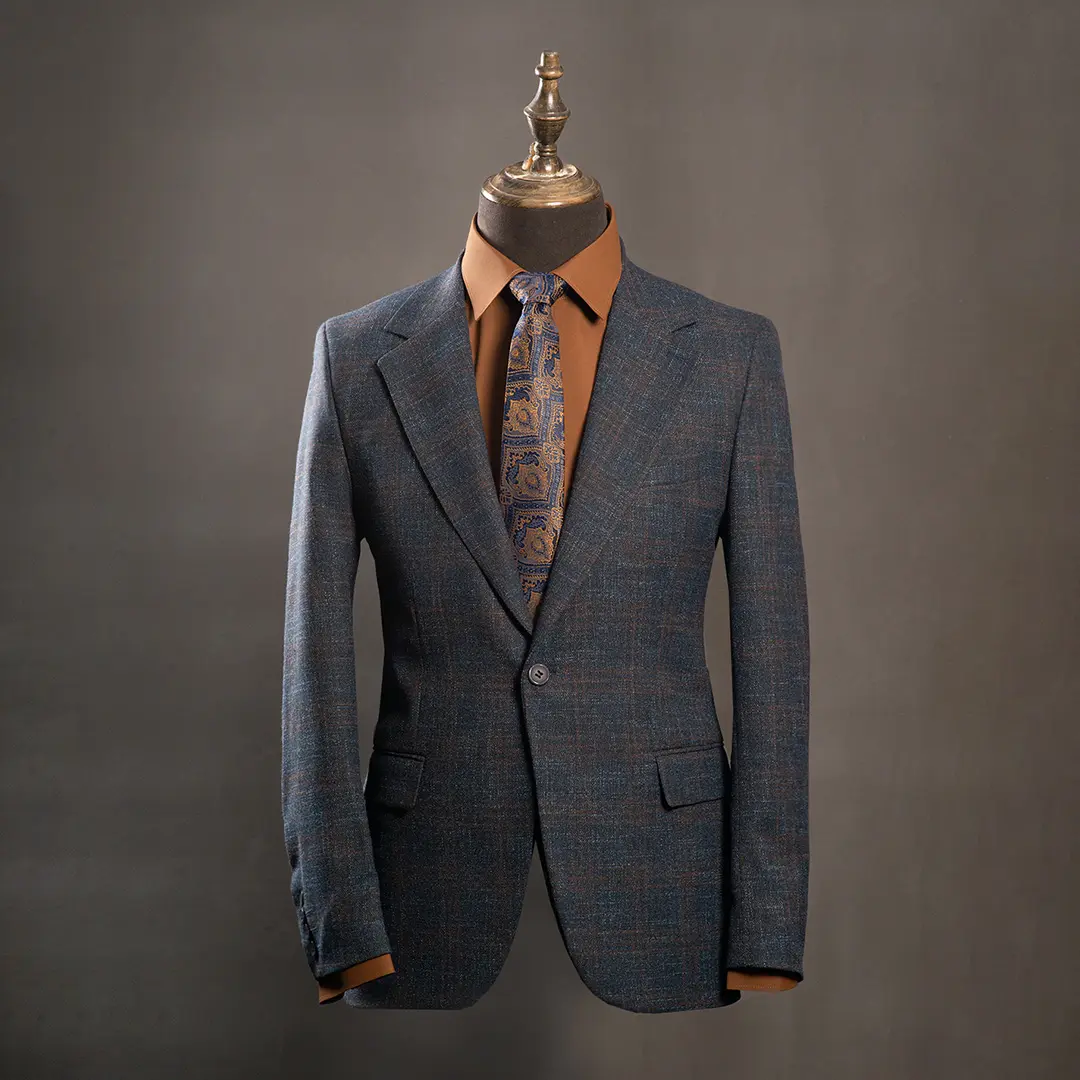 کت تک چهارخانه یقه انگلیسی - Thumbnail 1